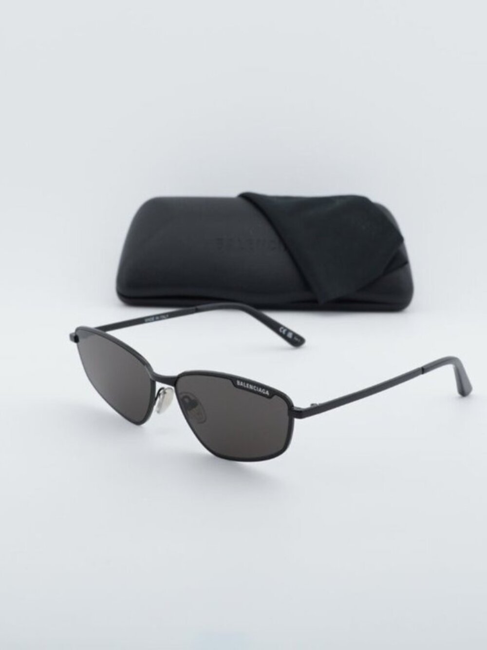 Balenciaga BB0277S 001 Unisex Rectangle Sunglasses - Black / Grey